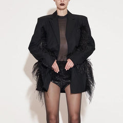 Faux Fur Panel Buckle Strap Moto Jacket