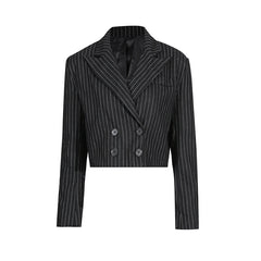 Black Pinstripe Cropped Blazer
