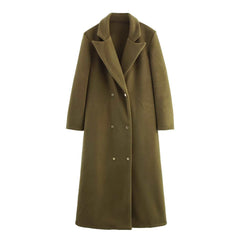 Olive Double Breasted Long Coat