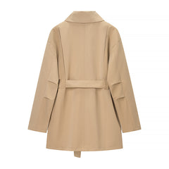 Chic Asymmetric Lapel Trench Coat with Waist Tie
