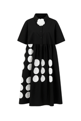 Asymmetric Dot Bloom Collar  Dress
