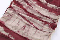 Marble Print Tie-Dye Ruched Dress