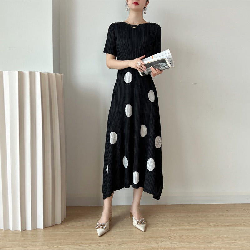 Playful Dot Print Sculpted Knit Dress