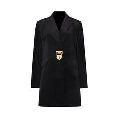 Black Blazer With Gold Lock Detail