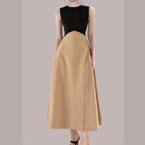 Minimalist Colorblock A-line Waist Dress