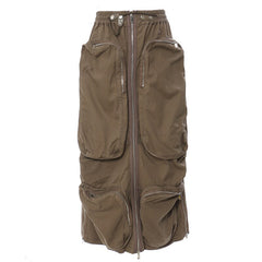 Multi-Pocket Parachute Skirt with Zipper Detail