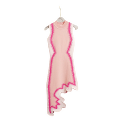 Pink Gradient Dress with Asymmetrical Hem