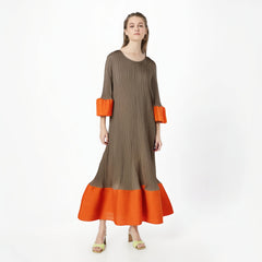 Elegant Contrast Color Maxi Dress