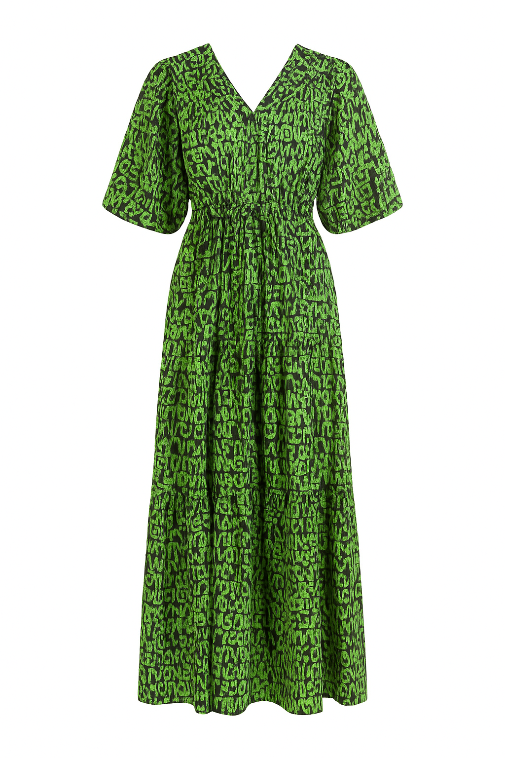 Jungle Print Puff Sleeve Maxi Dress