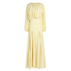 Bohemian Long-Sleeve Pleated Maxi Dress