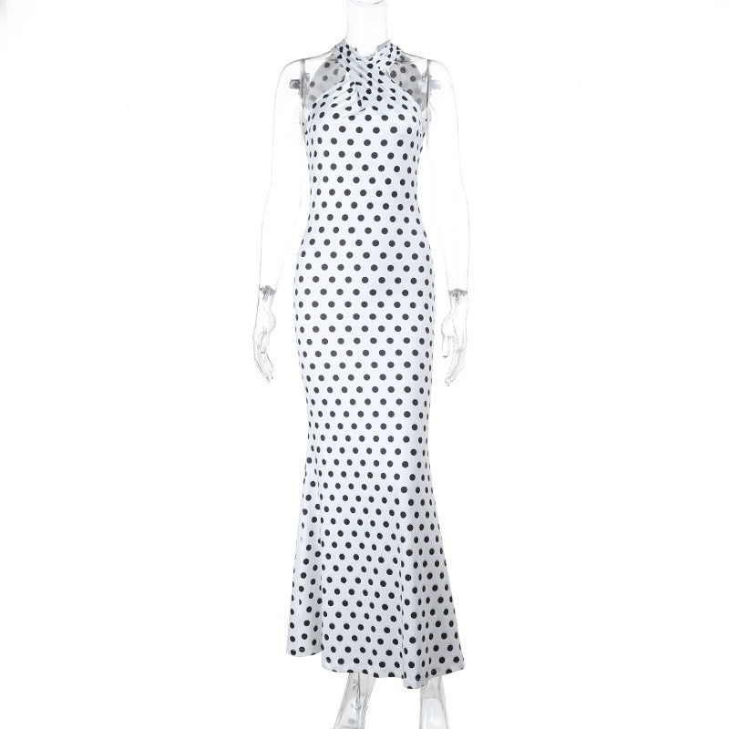 Polka Dot Halter Maxi Dress