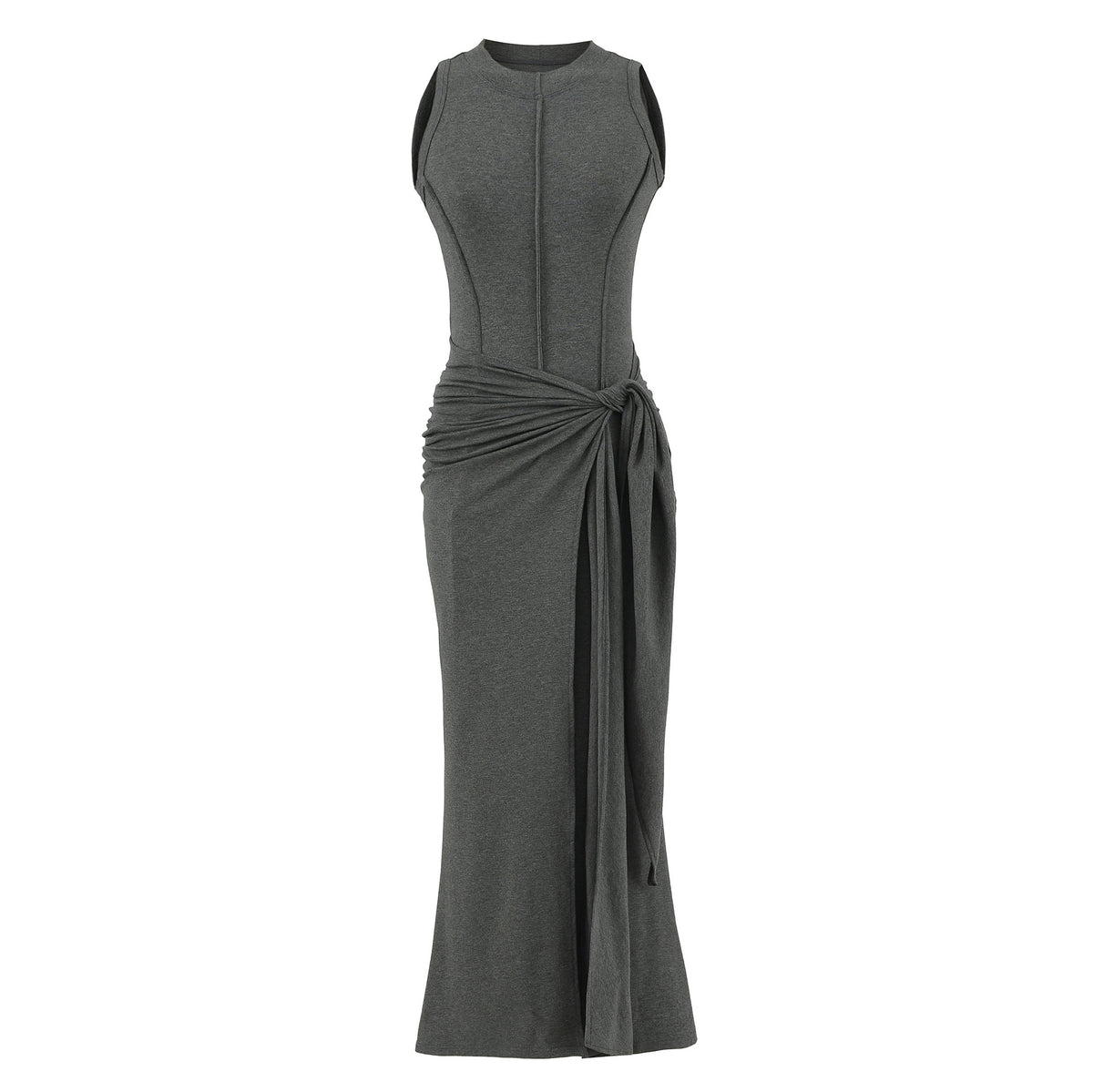 Grey Tie - Waist Bodycon Gown