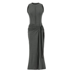 Grey Tie - Waist Bodycon Gown
