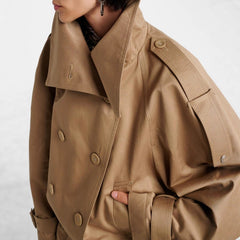 Double-Breasted Cropped Trench Jacket