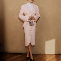 Tailored Single-Button Blazer and Button-Front Skirt Set