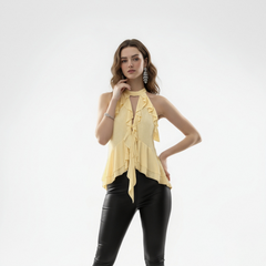 Ruffle Trim Halter Top