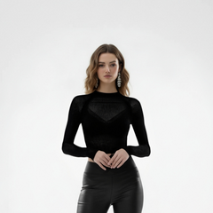 Minimalist Modern Black Sheer Fit Top