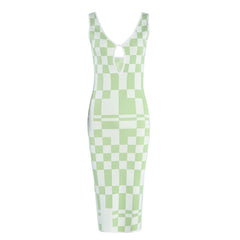 Retro Checkered Cutout Sleeveless Dress