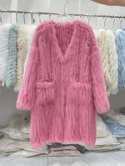 Soft Cream Textured Faux Fur Overcoat