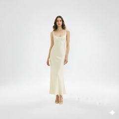 White Satin Camisole Elegant Dress