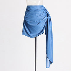 Strapless Corset Top and Ruched Drape Mini Skirt Set