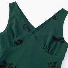 Elegant Floral Print V - Neck Dress