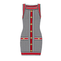Sleeveless Knit Dress with Geometric Pattern