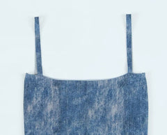 Vintage Denim Spaghetti Strap Dress