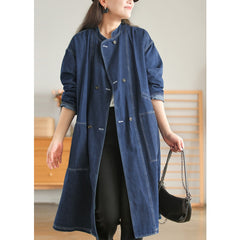Relaxed Double-Breasted Denim Trench
