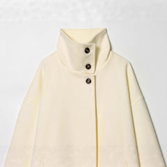 Minimalist High-Neck Wool-Blend Maxi Coat