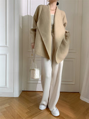 Timeless Camel Open Collar Coat