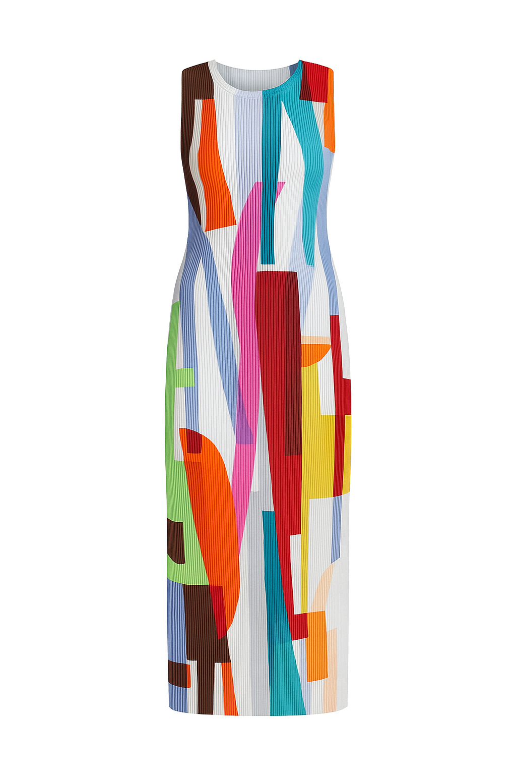 Modern Art Rainbow Stripe Knit Dress