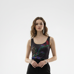 Artistic Rose Print Party Crop Top