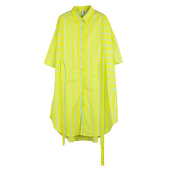Designer Stripe Button-Down Shirt Dress