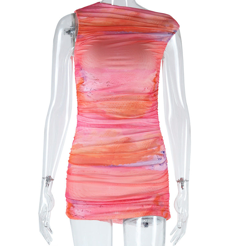 One - Shoulder Ruched Bodycon Dress