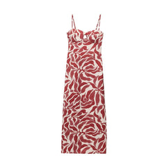 Red Abstract Print Holiday Dress