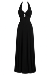 Black Halter Corset Maxi Dress