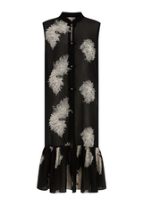 Stylish Embroidered Blooms Collar Dress