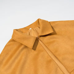 Suede-Look Fringe Hem Cape Jacket