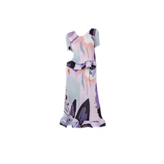 Pastel-Hued Abstract Print Ruffled Suit