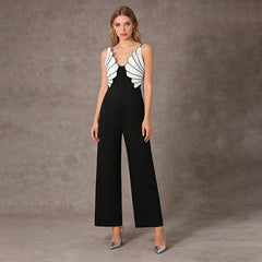 Winged Bodice Wide Leg Sleeveless Jumpsuit