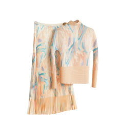 Fashion Print Slim Top And Pleated Dress