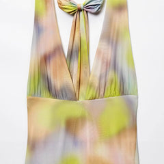 Gradient Print Halter Maxi Dress