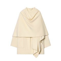 Draped Front Cape Coat with Scarf Detail