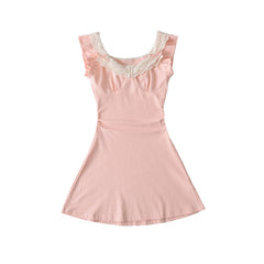 Pink Lace - Collar Mini Dress