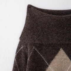 Off-the-Shoulder Argyle Knit Sweater