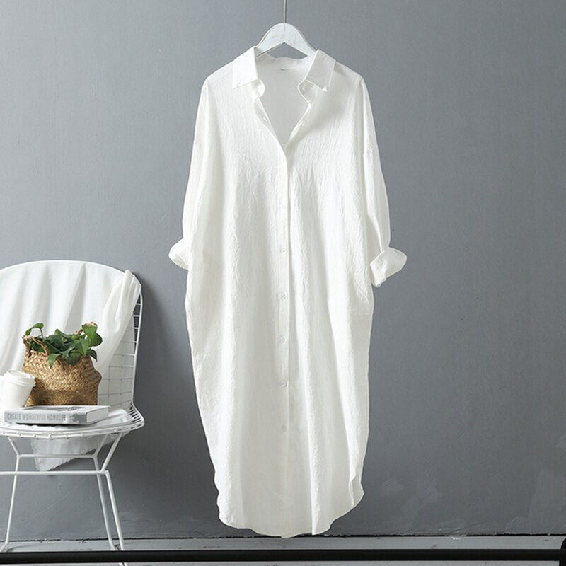 Minimalist Relaxed Longline Day Shirt Dress