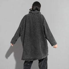 Oversized Washed Black Denim Hoodie
