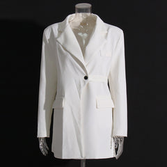 Double-Breasted Blazer with Side-Tie Waist Detail