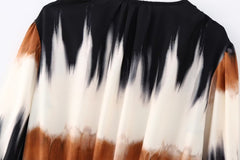 Gradient Inkbrush Drawstring Waist Dress